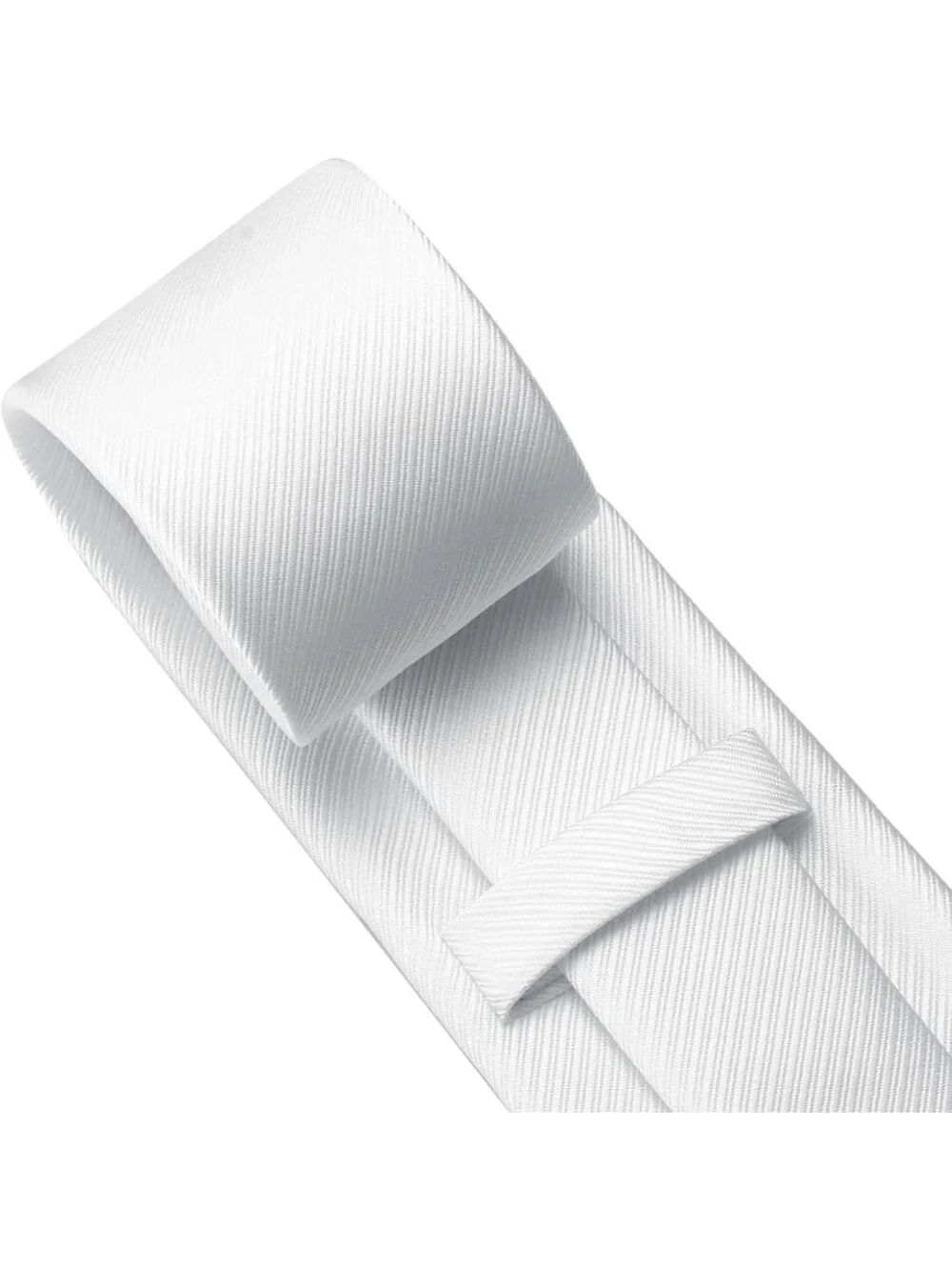 Men's Twill White Microfiber Plain Formal Silk Necktie For Business Dress Tie